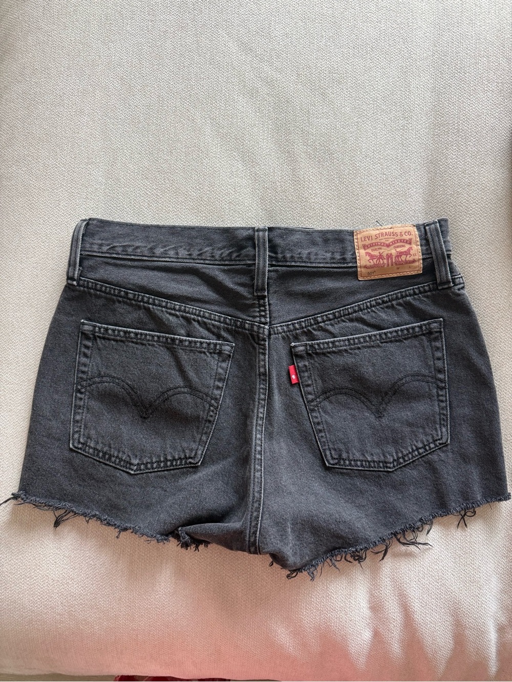 Levi's Black Frayed Hem Denim Shorts